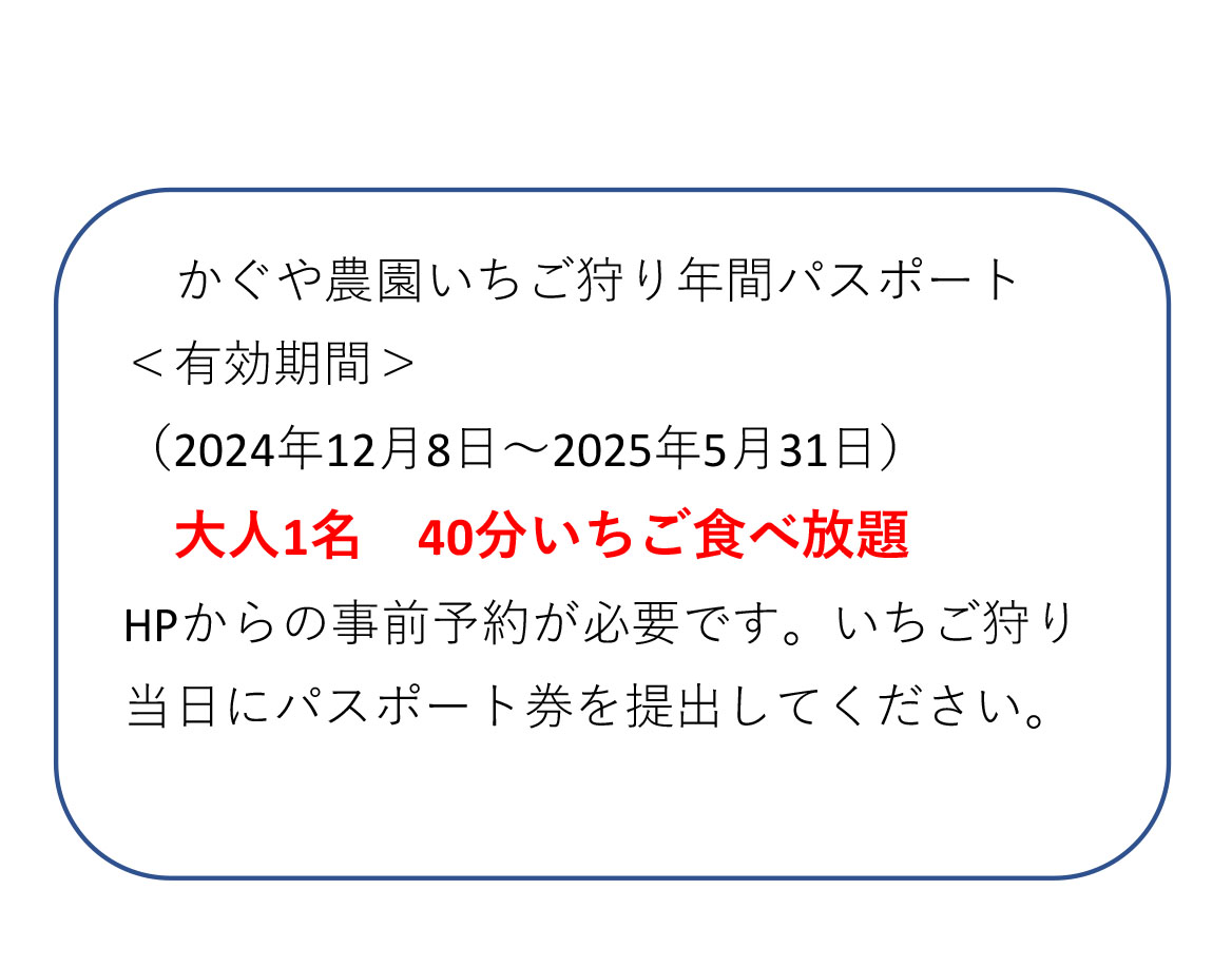 いちご狩りの年間パスポート　10回券